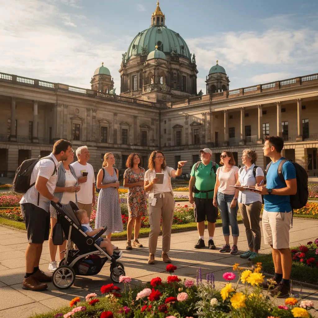 Ein Reisender plant seine Route auf einer Karte, um die besten Museen und Veranstaltungen zu entdecken.